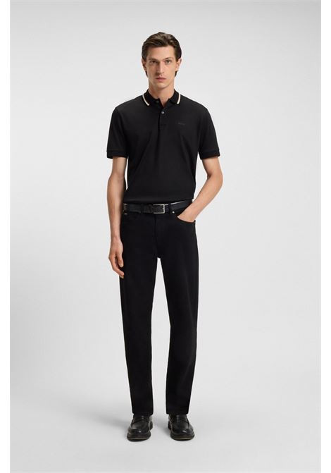 BOSS Penrose 38 slim-fit mercerised cotton polo with striped collar BOSS |  | 5046936000100001