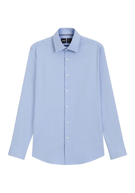 Camicia BOSS Slim Fit P-HANK-kent in Twill Elasticizzato Performance - Celeste BOSS | CAMICIE | 5050335645100451