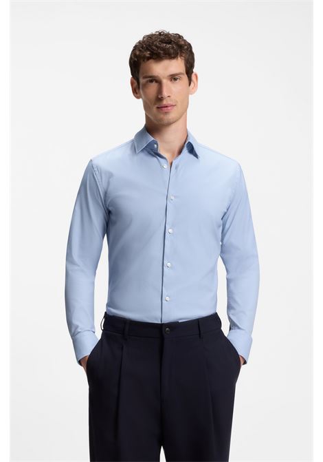 Camicia BOSS Slim Fit P-HANK-kent in Twill Elasticizzato Performance - Celeste BOSS | CAMICIE | 5050335645100451
