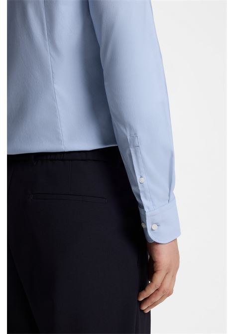 Camicia BOSS Slim Fit P-HANK-kent in Twill Elasticizzato Performance - Celeste BOSS | CAMICIE | 5050335645100451