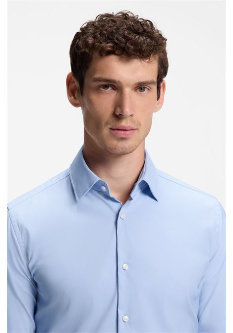Camicia BOSS Slim Fit P-HANK-kent in Twill Elasticizzato Performance - Celeste BOSS | CAMICIE | 5050335645100451