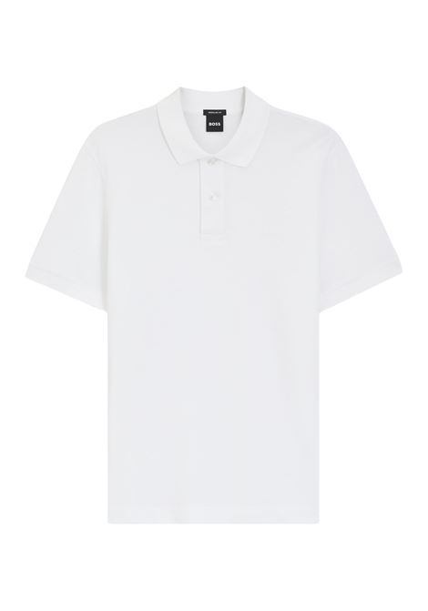Polo BOSS Regular Fit Pallas in Piqué di Cotone - White BOSS | JERSEY | 5055356410000100