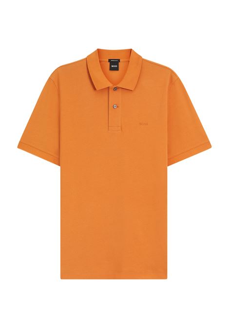 Polo BOSS Regular Fit Pallas in Piqué di Cotone - Medium Orange BOSS | JERSEY | 5055356481400814