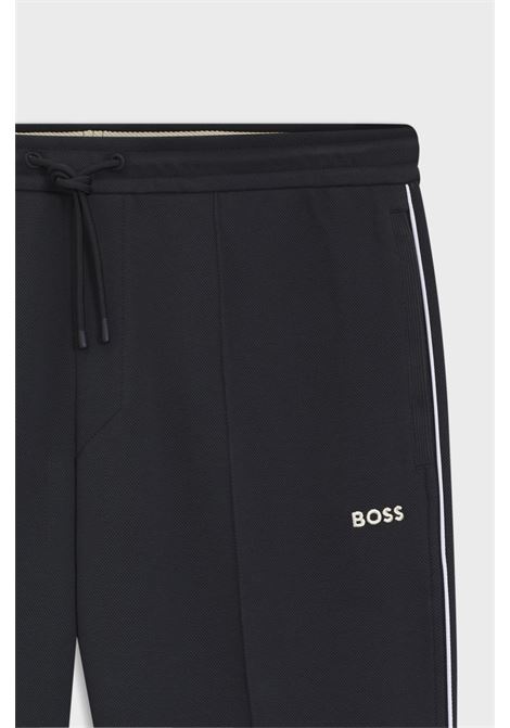 Pantaloni della Tuta BOSS Hadiko Regular Fit in Misto Cotone - Blu Scuro BOSS | JERSEY | 5055357440200402