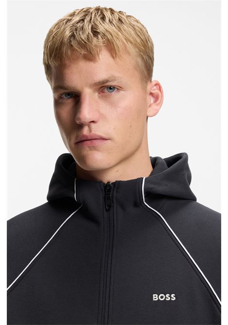 Felpa BOSS SW_Join Saggy con cappuccio in piqué di cotone misto con zip e profili BOSS | JERSEY | 5055357540200402