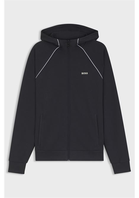 Felpa BOSS SW_Join Saggy con cappuccio in piqué di cotone misto con zip e profili BOSS | JERSEY | 5055357540200402