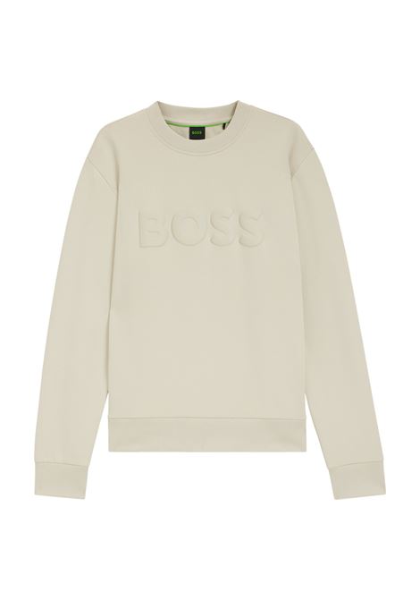 Felpa Girocollo BOSS Regular Fit in Cotone Elasticizzato - Logo Tono su Tono BOSS | JERSEY | 5055551627200272