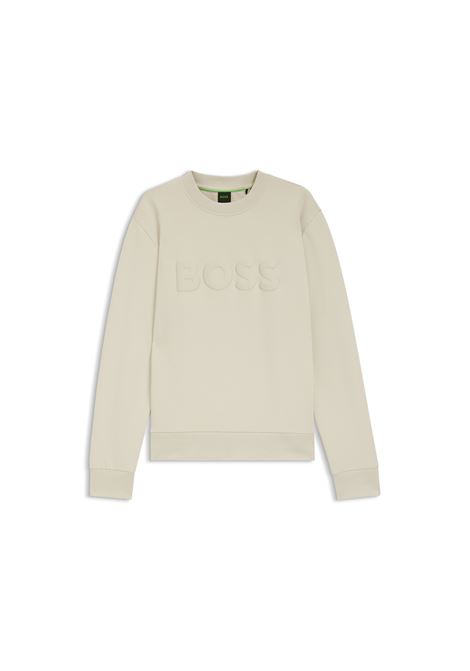 Felpa Girocollo BOSS Regular Fit in Cotone Elasticizzato - Logo Tono su Tono BOSS | JERSEY | 5055551627200272