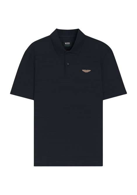 Polo Regular Fit BOSS x ASTON MARTIN in Cotone Jacquard - Blu Scuro BOSS | JERSEY | 5055617440400404