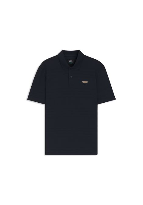 Polo Regular Fit BOSS x ASTON MARTIN in Cotone Jacquard - Blu Scuro BOSS | JERSEY | 5055617440400404