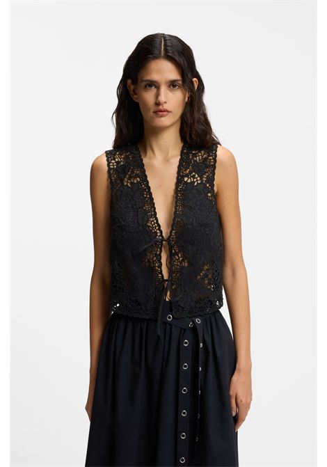 Gilet ricamato con chiusura a cravatta BOSS | Bluse | 50556743001