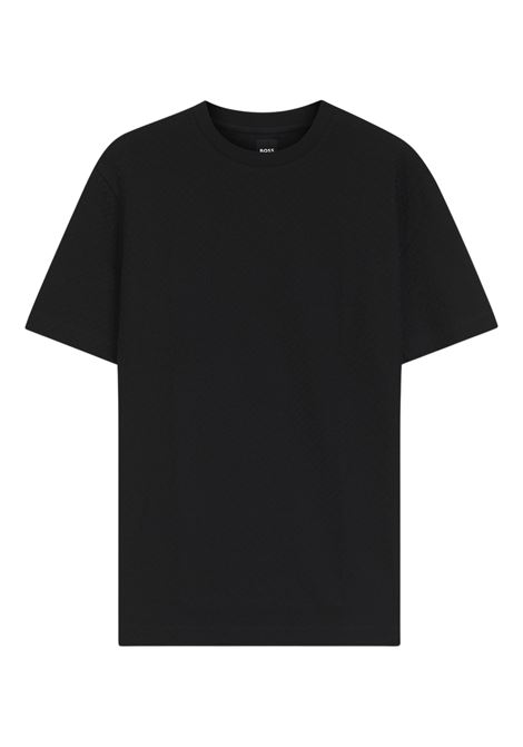 T-shirt Regular Fit BOSS in Cotone Mercerizzato con Monogramma Jacquard BOSS | JERSEY | 5055739500100001