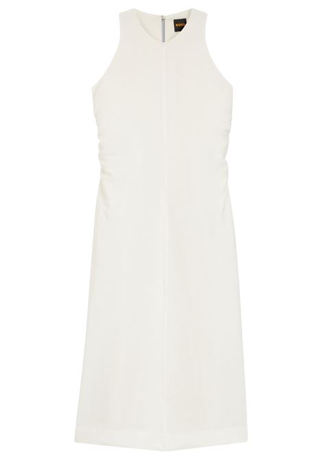 BOSS vestito svasato in misto lino con lati arricciati e scollo halter BOSS | Abiti | 50559243118