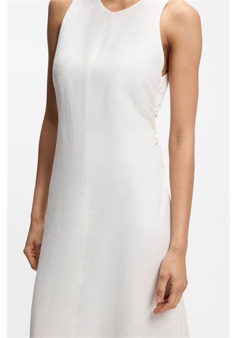 BOSS vestito svasato in misto lino con lati arricciati e scollo halter BOSS | Abiti | 50559243118