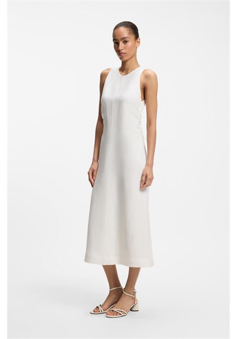 BOSS vestito svasato in misto lino con lati arricciati e scollo halter BOSS | Abiti | 50559243118
