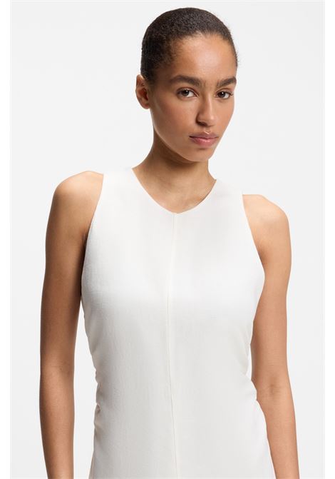 BOSS vestito svasato in misto lino con lati arricciati e scollo halter BOSS | Abiti | 50559243118