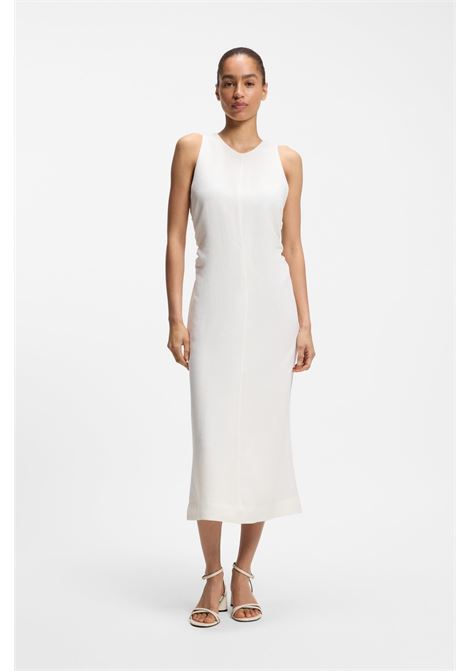 BOSS vestito svasato in misto lino con lati arricciati e scollo halter BOSS | Abiti | 50559243118