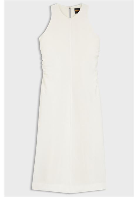 BOSS vestito svasato in misto lino con lati arricciati e scollo halter BOSS | Abiti | 50559243118