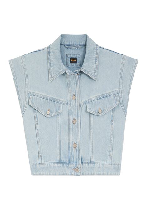 Gilet regular fit in denim marmorizzato blu BOSS | JEANS | 50561036433