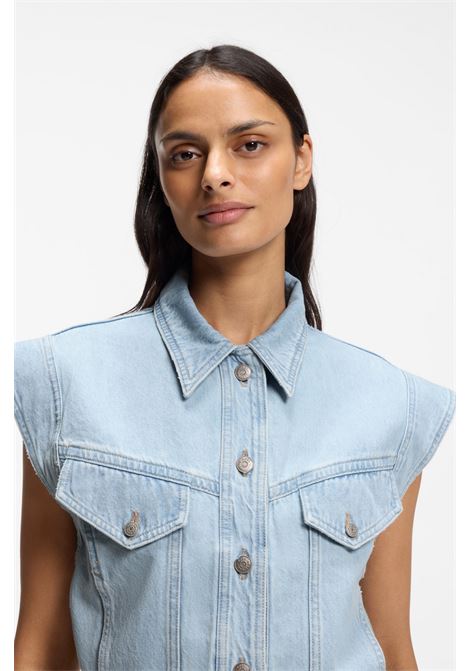 Gilet regular fit in denim marmorizzato blu BOSS | JEANS | 50561036433