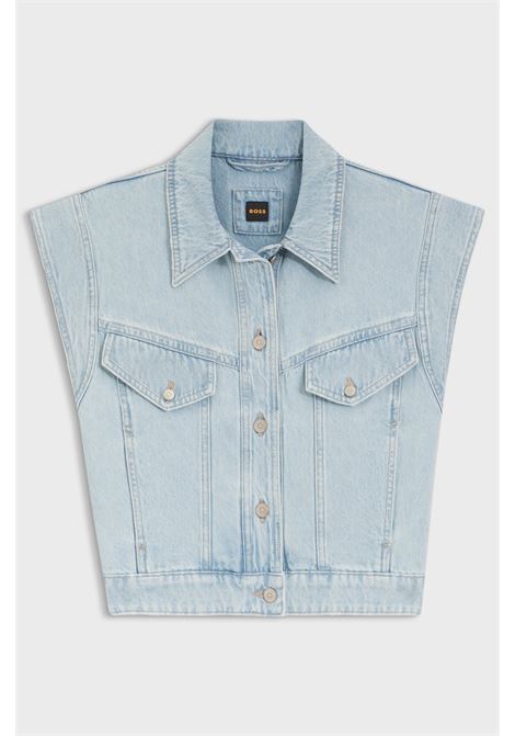 Gilet regular fit in denim marmorizzato blu BOSS | JEANS | 50561036433