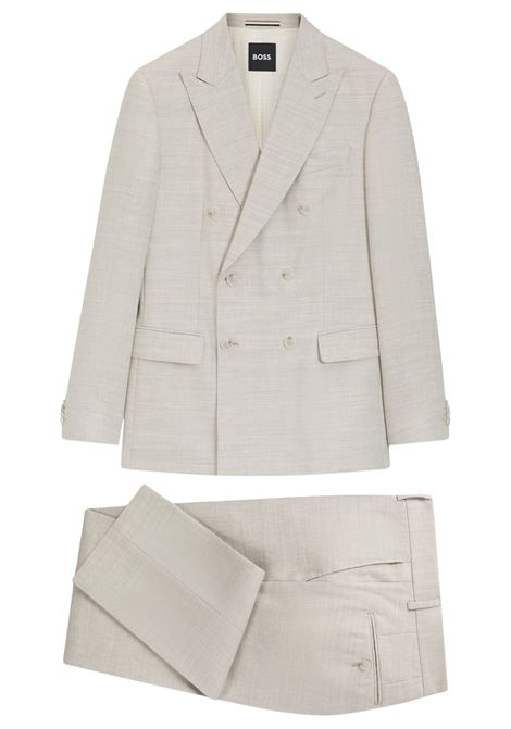 Abito Due Pezzi Slim Fit Doppiopetto H-Huge in Lino a Righe e Lana BOSS | Abiti | 5056183006800068