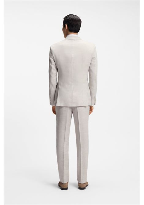 Abito Due Pezzi Slim Fit Doppiopetto H-Huge in Lino a Righe e Lana BOSS | Abiti | 5056183006800068