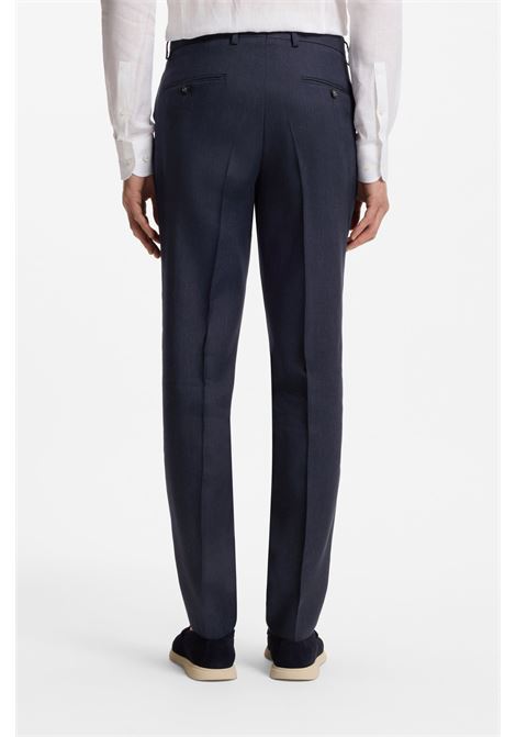 Abito Due Pezzi Slim Fit Doppiopetto H-Huge in Lino a Righe e Lana BOSS | Abiti | 5056183040400404