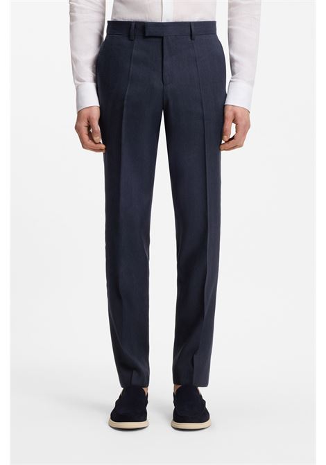 Abito Due Pezzi Slim Fit Doppiopetto H-Huge in Lino a Righe e Lana BOSS | Abiti | 5056183040400404