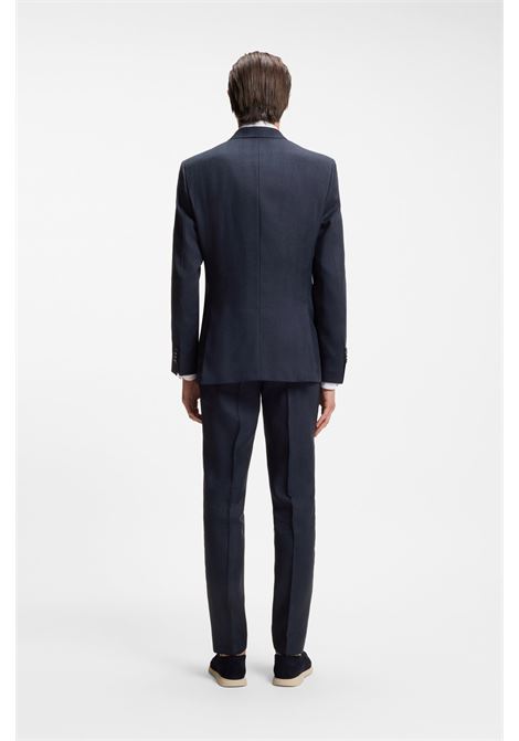 Abito Due Pezzi Slim Fit Doppiopetto H-Huge in Lino a Righe e Lana BOSS | Abiti | 5056183040400404
