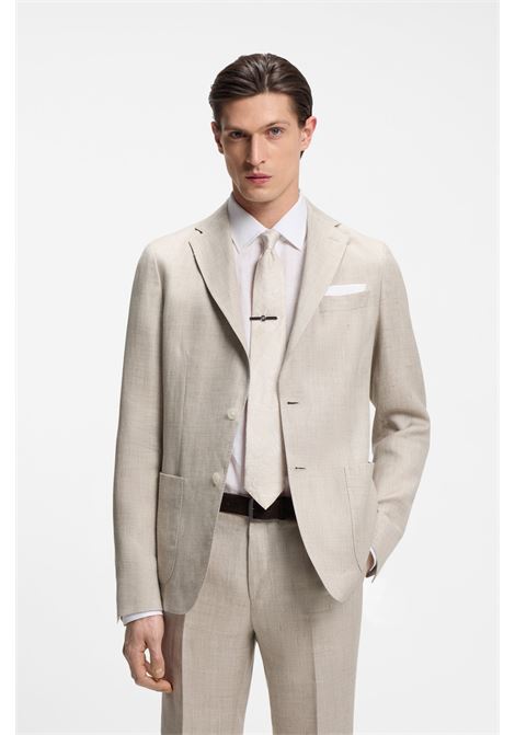 Giacca Blazer Slim Fit C-Hanry in Misto Lino con Micromotivo BOSS | GIACCHE | 5056190206800068