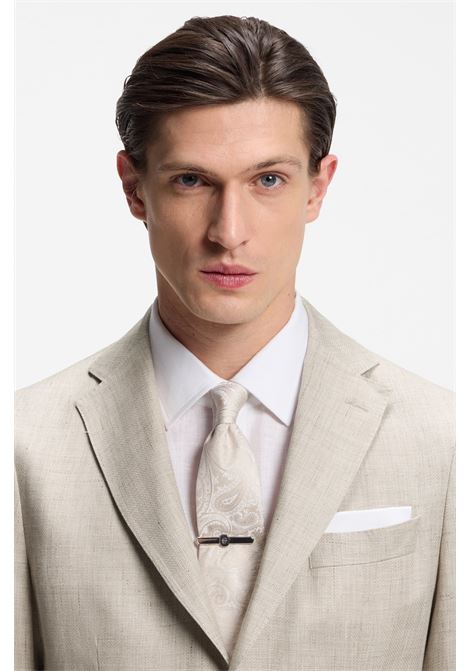Giacca Blazer Slim Fit C-Hanry in Misto Lino con Micromotivo BOSS | GIACCHE | 5056190206800068