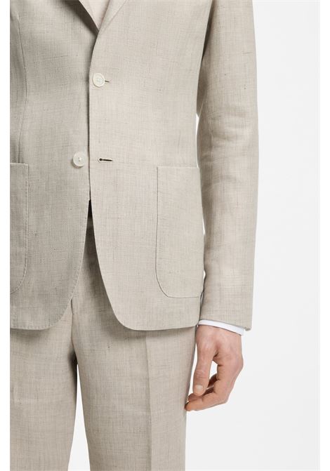 Giacca Blazer Slim Fit C-Hanry in Misto Lino con Micromotivo BOSS | GIACCHE | 5056190206800068