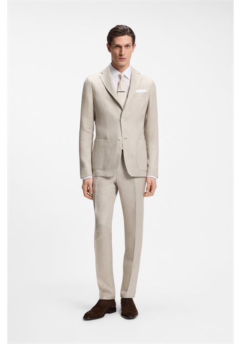 Giacca Blazer Slim Fit C-Hanry in Misto Lino con Micromotivo BOSS | GIACCHE | 5056190206800068