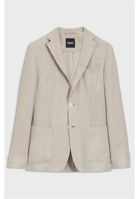 Giacca Blazer Slim Fit C-Hanry in Misto Lino con Micromotivo BOSS | GIACCHE | 5056190206800068