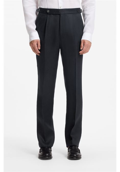 BOSS pantaloni relaxed fit in lino con pieghe frontali H-Perino-PL-DTL-262 BOSS | PANTALONI | 5056323140200402