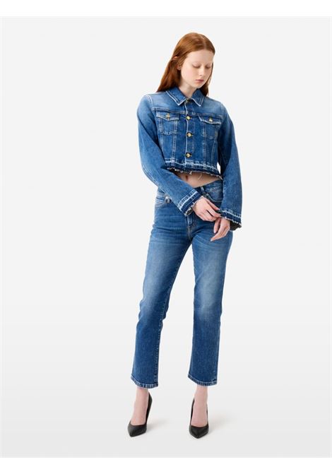 Cycle Milù slim fit cropped trucker jacket in navy antique vintage stretch denim Made in Italy CYCLE |  | 362JI0307