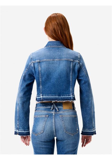 Cycle Milù slim fit cropped trucker jacket in navy antique vintage stretch denim Made in Italy CYCLE |  | 362JI0307