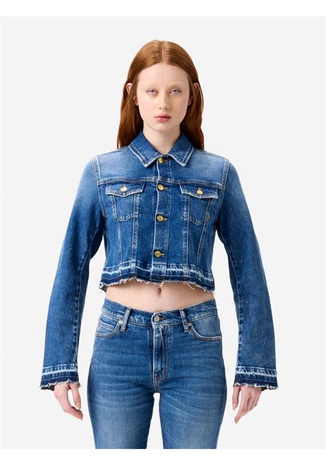 Cycle Milù slim fit cropped trucker jacket in navy antique vintage stretch denim Made in Italy CYCLE |  | 362JI0307