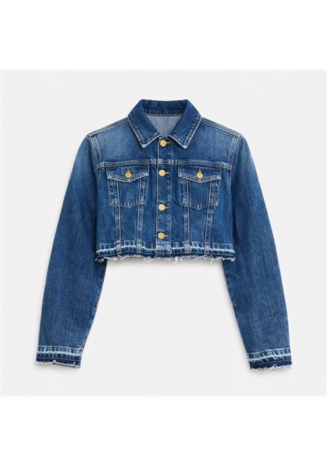 Cycle Milù slim fit cropped trucker jacket in navy antique vintage stretch denim Made in Italy CYCLE |  | 362JI0307