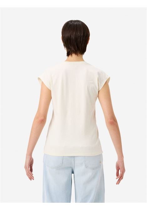 Cycle Jam V-neck T-shirt in garment-dyed cotton jersey stone with plated logo CYCLE |  | 362MC0398