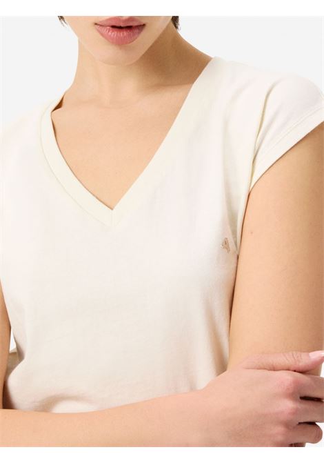 Cycle Jam V-neck T-shirt in garment-dyed cotton jersey stone with plated logo CYCLE |  | 362MC0398