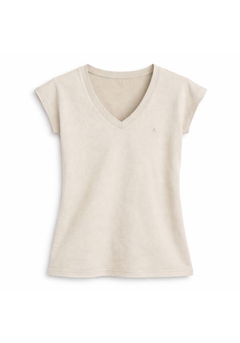 Cycle Jam V-neck T-shirt in garment-dyed cotton jersey stone with plated logo CYCLE |  | 362MC0398