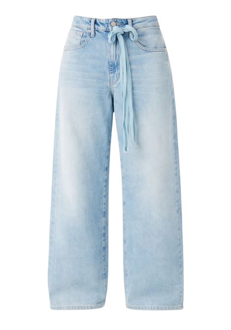 Cycle Big Low loose fit trousers in fluid sky blue denim with bleach wash and matching belt Made in Italy CYCLE |  | 362P53481