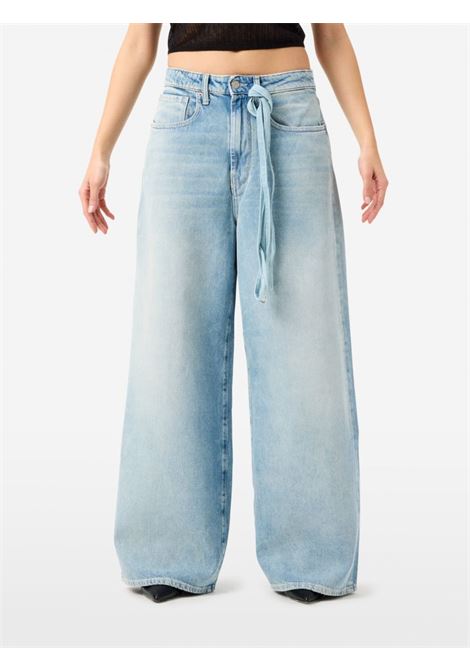 Cycle Big Low loose fit trousers in fluid sky blue denim with bleach wash and matching belt Made in Italy CYCLE |  | 362P53481