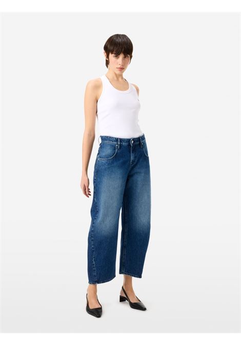 Cycle Aida crop wide leg low-rise jeans in rigid indigo stone wash denim with recycled cotton Made in Italy CYCLE |  | 362P54007
