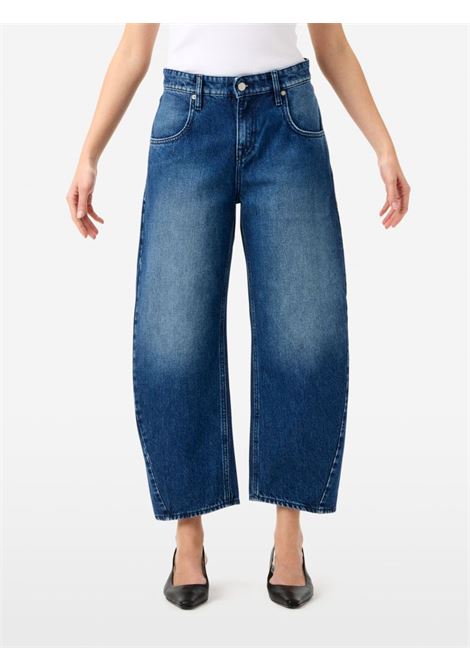 Cycle Aida crop wide leg low-rise jeans in rigid indigo stone wash denim with recycled cotton Made in Italy CYCLE |  | 362P54007