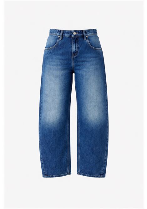 Cycle Aida crop wide leg low-rise jeans in rigid indigo stone wash denim with recycled cotton Made in Italy CYCLE |  | 362P54007