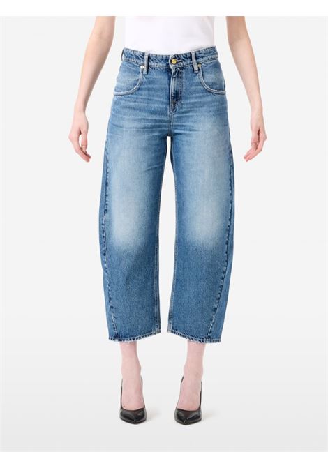 Cycle Aida crop wide leg low-rise jeans in rigid indigo denim 12.75 oz with vintage wash and recycled cotton Made in Italy CYCLE |  | 362P54107