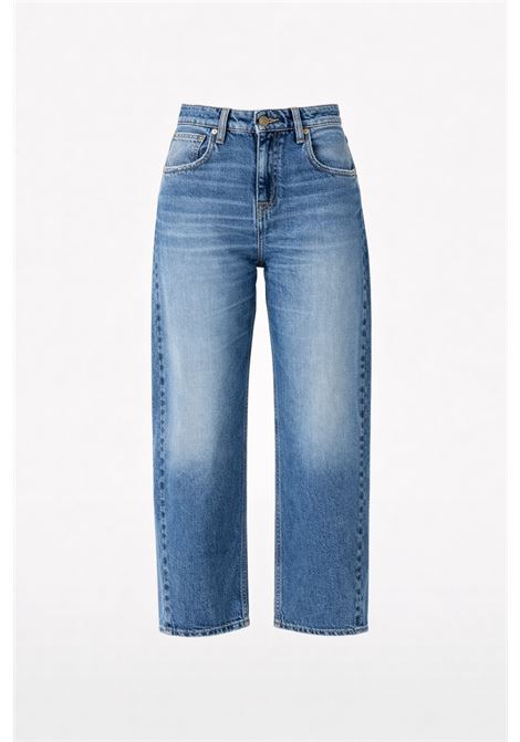Cycle Aida crop wide leg low-rise jeans in rigid indigo denim 12.75 oz with vintage wash and recycled cotton Made in Italy CYCLE |  | 362P54107